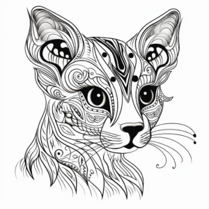 Detailed Bengal Cat Head Coloring Pages 2