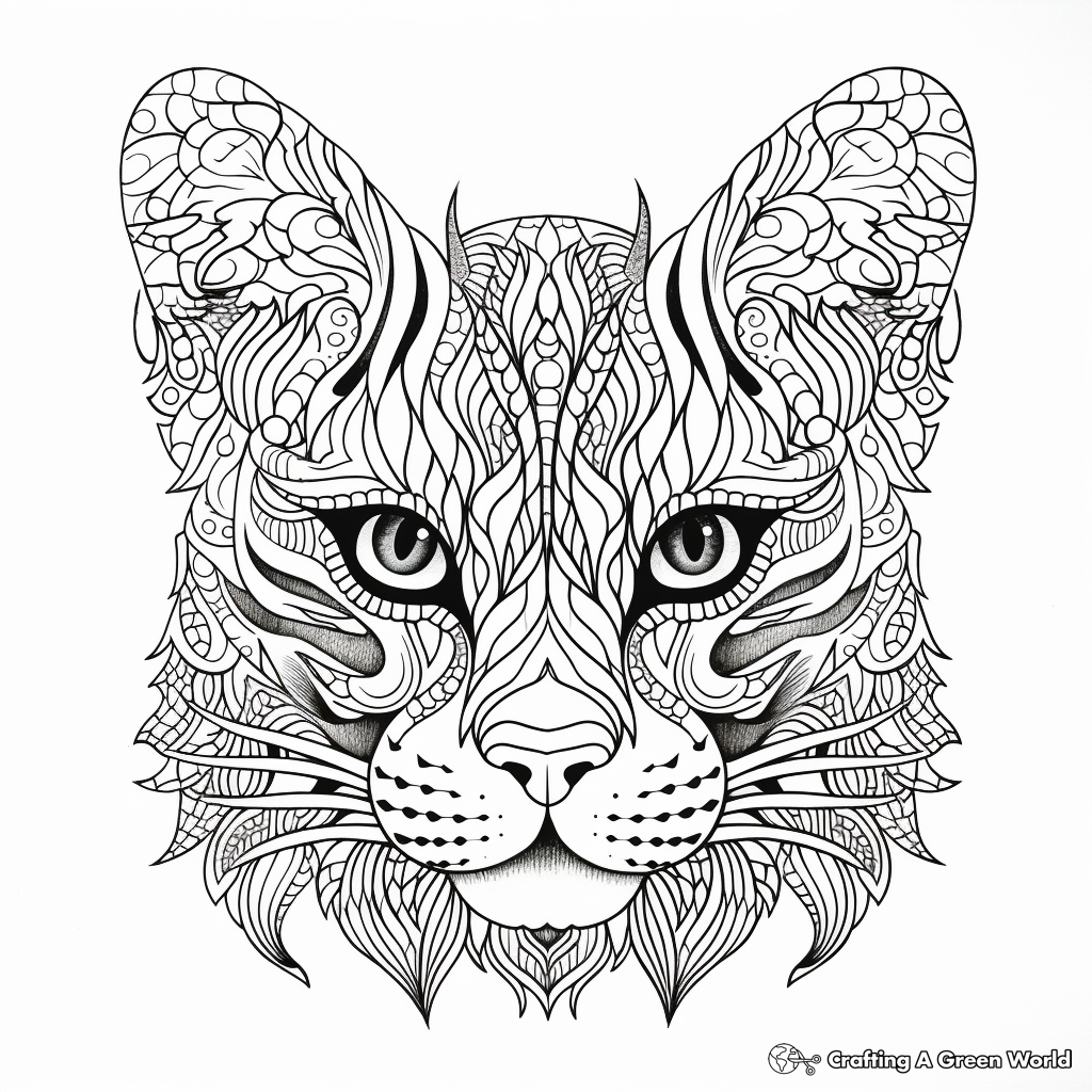 Detailed Bengal Cat Head Coloring Pages 3