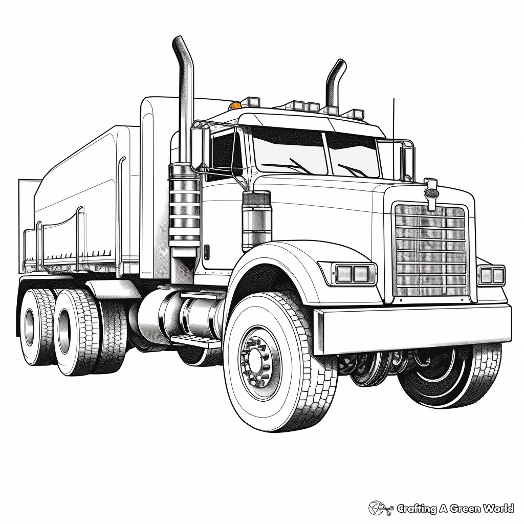 Detailed Big Rig Truck Coloring Pages 1