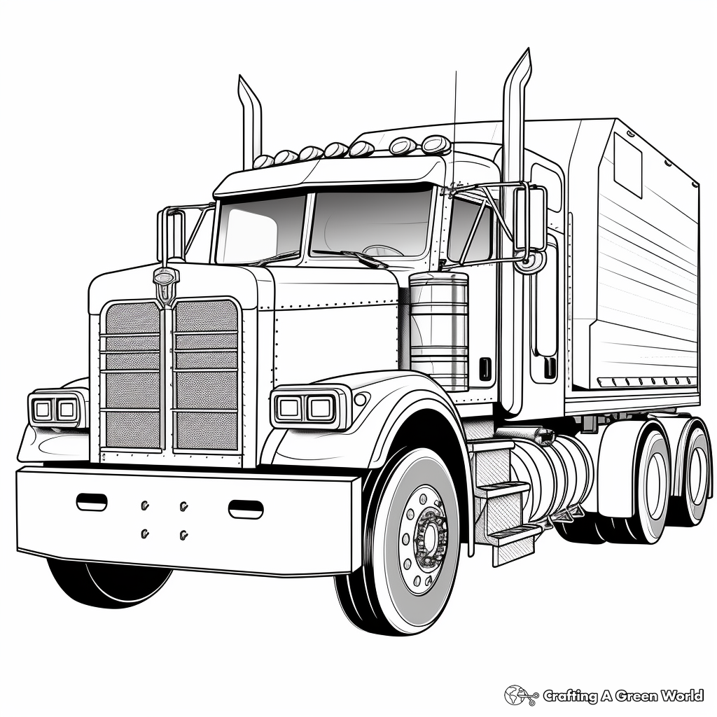 Detailed Big Rig Truck Coloring Pages 2