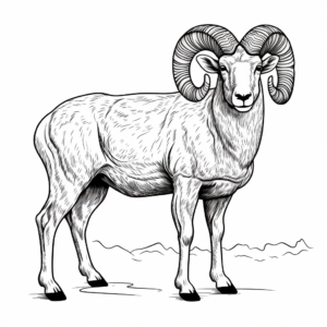 Detailed Bighorn Ram Coloring Pages for Adults 3