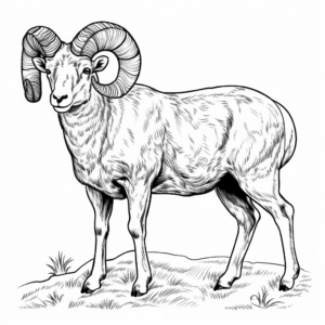 Detailed Bighorn Ram Coloring Pages for Adults 4