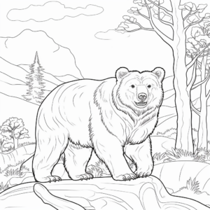 Detailed Black Bear Coloring Pages for Adults 1