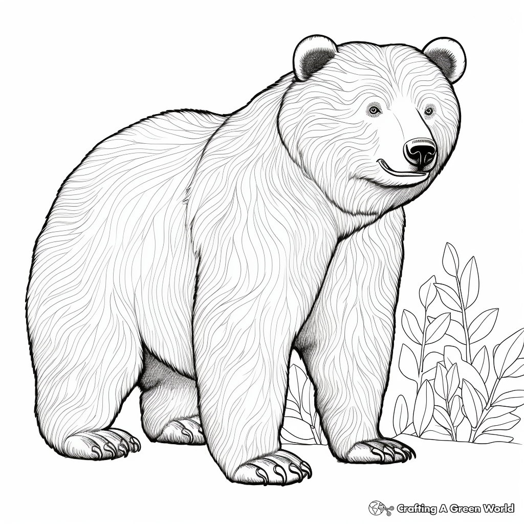 Detailed Black Bear Coloring Pages for Adults 3