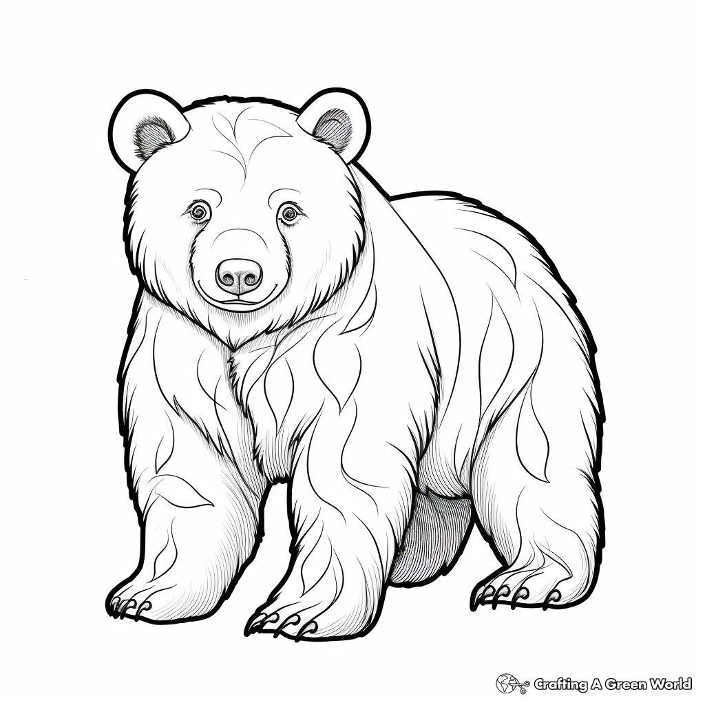 Detailed Black Bear Coloring Pages for Adults 4