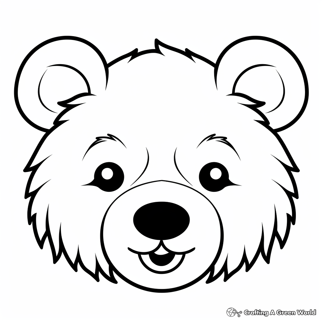 Detailed Black Bear Face Coloring Pages for Adults 3