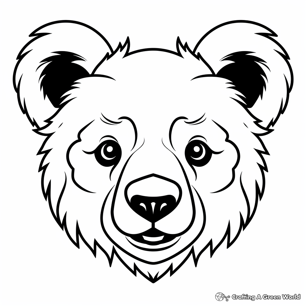 Detailed Black Bear Face Coloring Pages for Adults 4