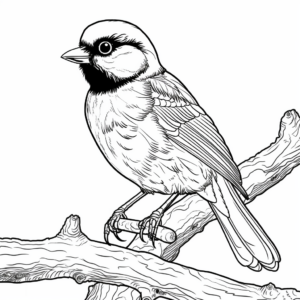 Detailed Black Capped Chickadee Coloring Pages 4