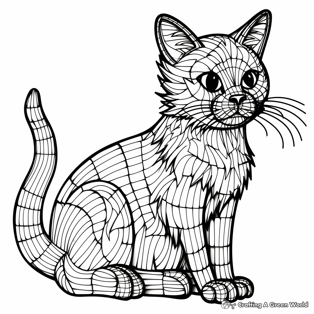 Detailed Black Cat Coloring Sheets for Halloween 3