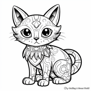 Detailed Black Cat Coloring Sheets for Halloween 4