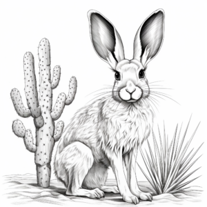 Detailed Black-tailed Jackrabbit Coloring Pages for Adults 1