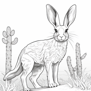 Detailed Black-tailed Jackrabbit Coloring Pages for Adults 2