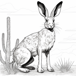 Detailed Black-tailed Jackrabbit Coloring Pages for Adults 3