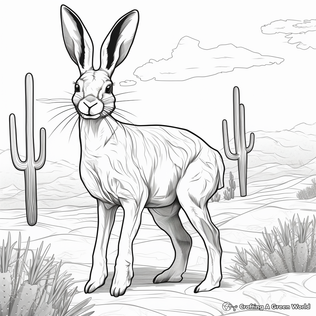 Detailed Black-tailed Jackrabbit Coloring Pages for Adults 4