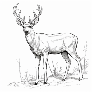 Detailed Black-tailed Mule Deer Coloring Pages for Adults 1