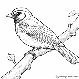 Detailed Blue Jay in Nature Coloring Pages 1