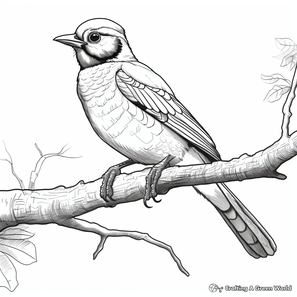 Detailed Blue Jay in Nature Coloring Pages 3