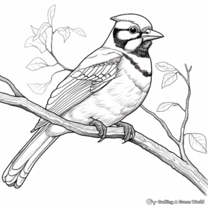 Detailed Blue Jay in Nature Coloring Pages 4