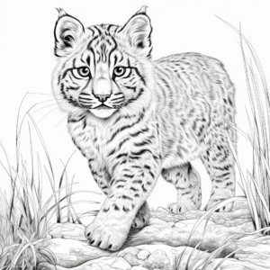 Detailed Bobcat Hunting Scene Coloring Pages 2