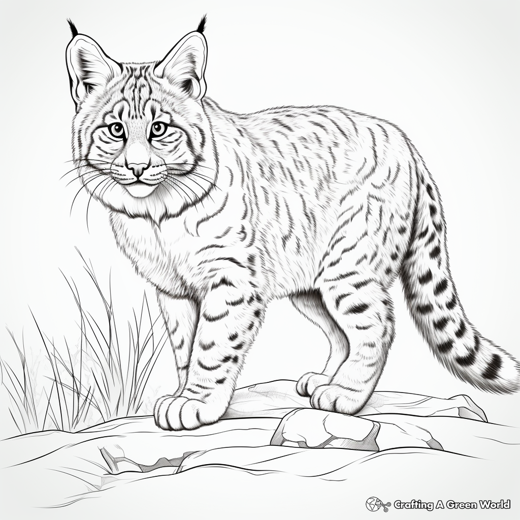 Detailed Bobcat Hunting Scene Coloring Pages 3