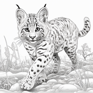 Detailed Bobcat Hunting Scene Coloring Pages 4