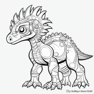 Detailed Bone Structure of Pachycephalosaurus Coloring Pages 2