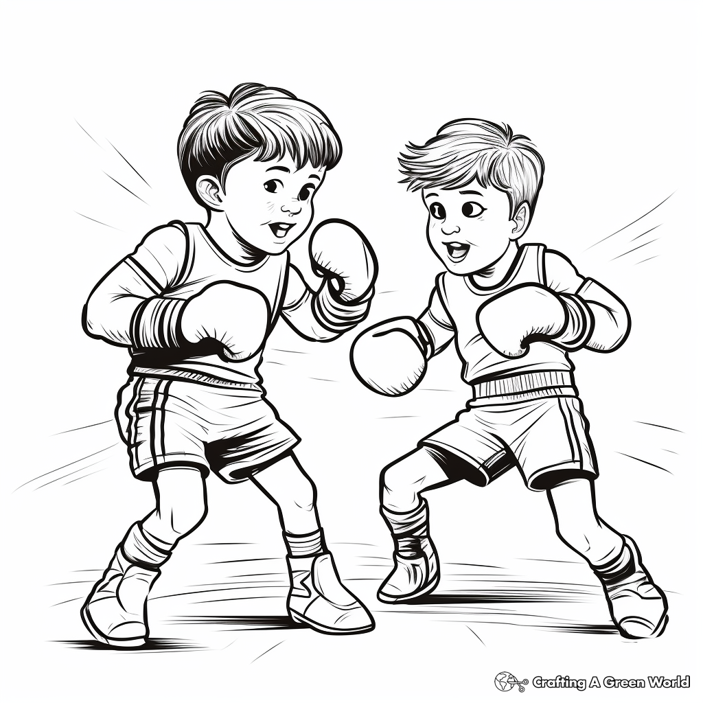 Detailed Boxing Match Coloring Pages for Adults 4