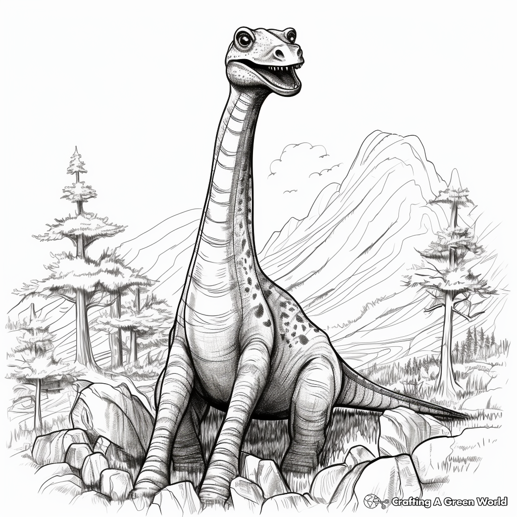 Detailed Brachiosaurus Coloring Pages for Adults 1