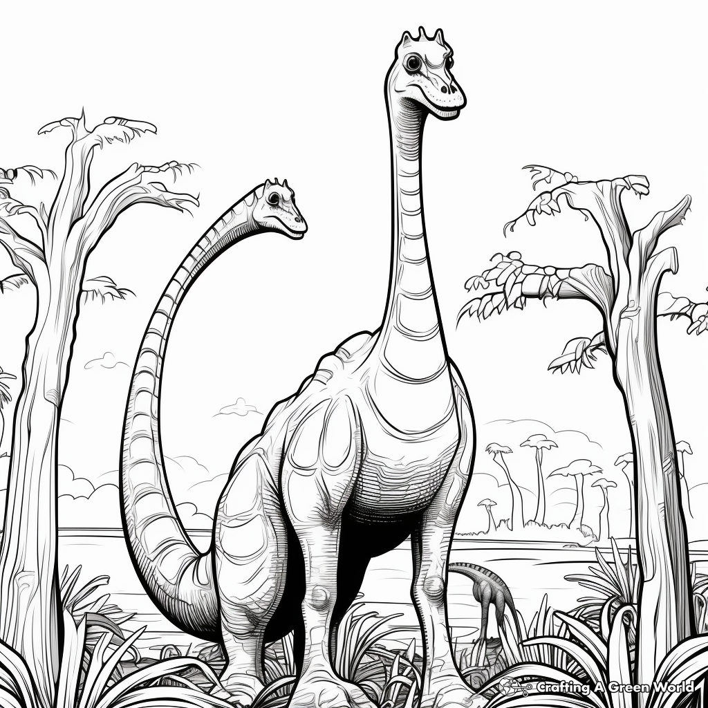 Detailed Brachiosaurus Coloring Pages for Adults 2