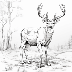 Detailed Buck for Adults Coloring Pages 1