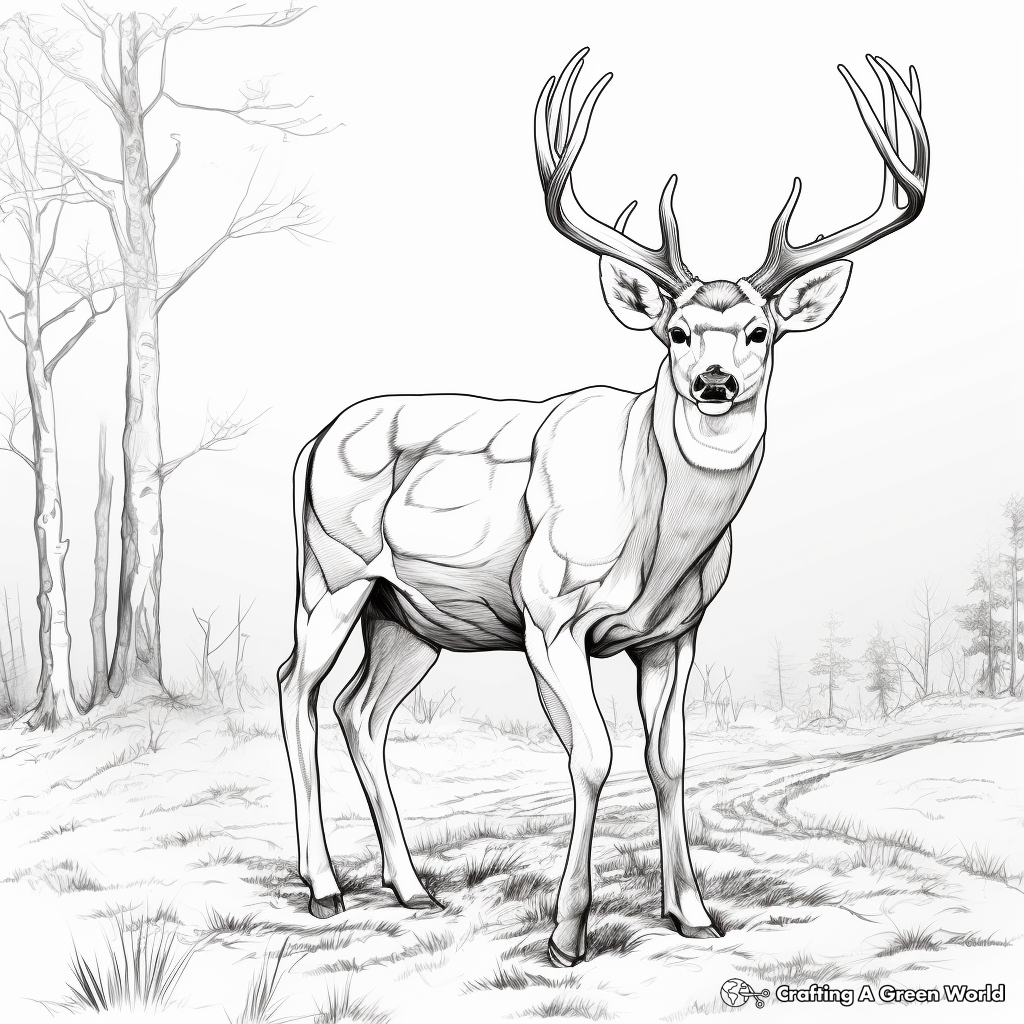 Detailed Buck for Adults Coloring Pages 1