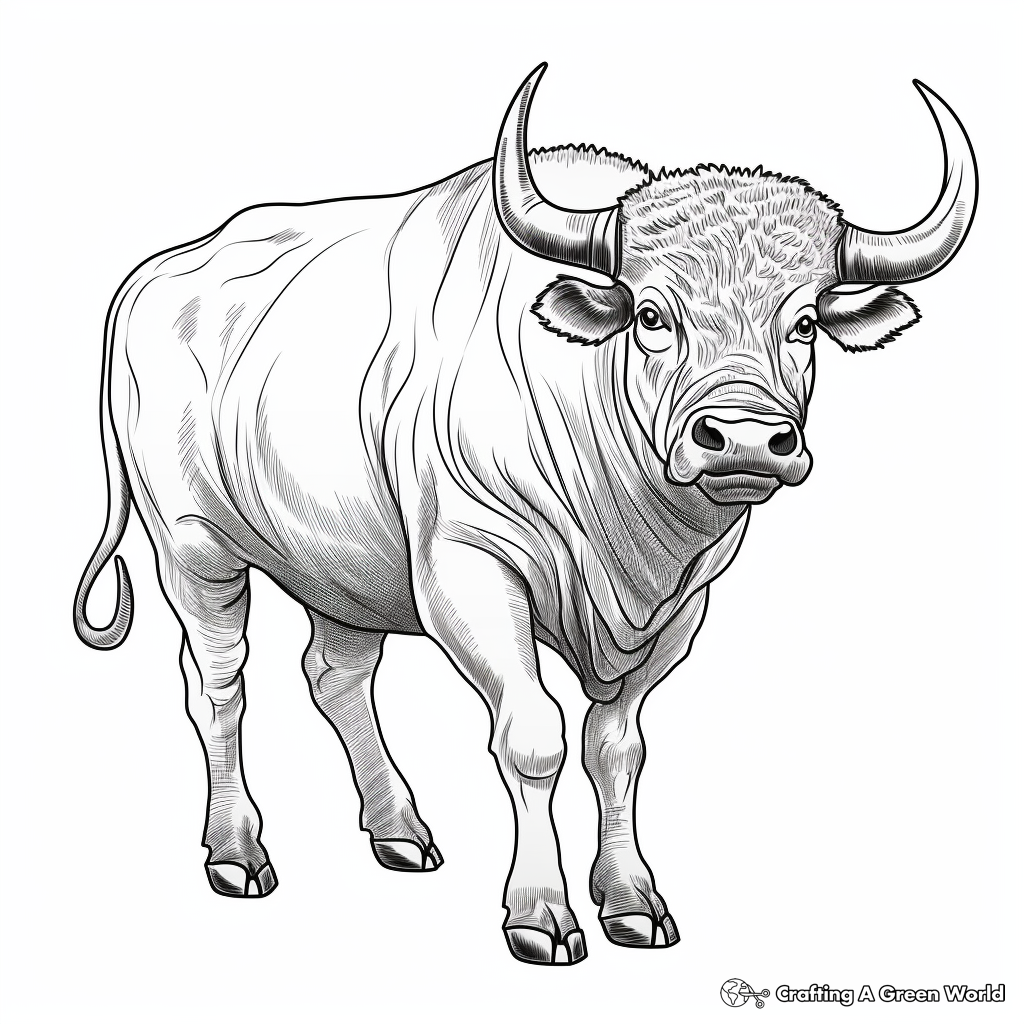 Detailed Buffalo Bull Coloring Pages 4