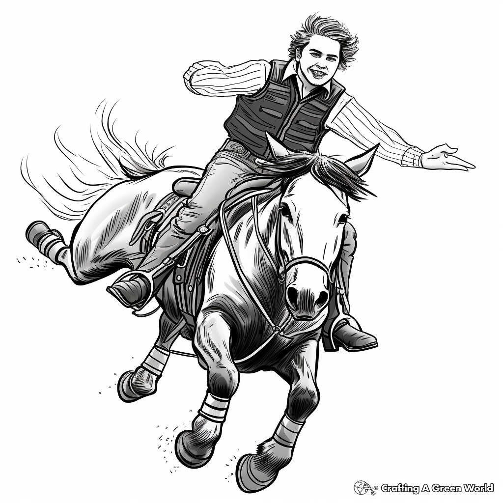 Detailed Bull and Rider Coloring Pages for Adults 2