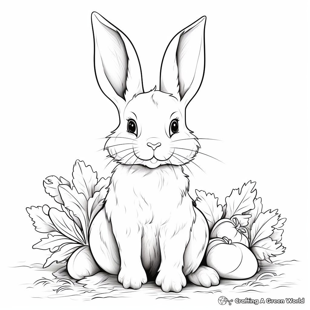 Detailed Bunny and Carrot Coloring Pages for Adults 1