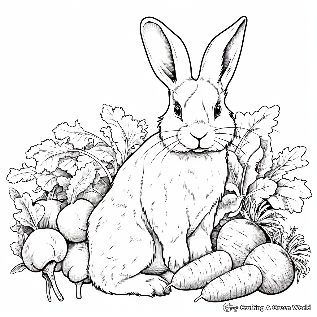 Detailed Bunny and Carrot Coloring Pages for Adults 2
