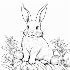Detailed Bunny and Carrot Coloring Pages for Adults 4