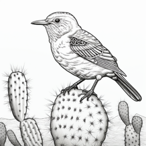 Detailed Cactus Wren Coloring Pages 1