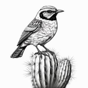 Detailed Cactus Wren Coloring Pages 2
