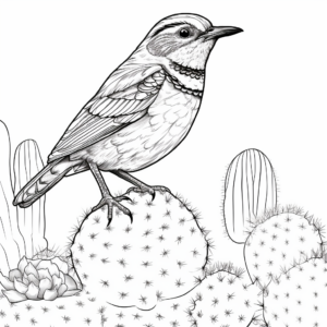Detailed Cactus Wren Coloring Pages 4