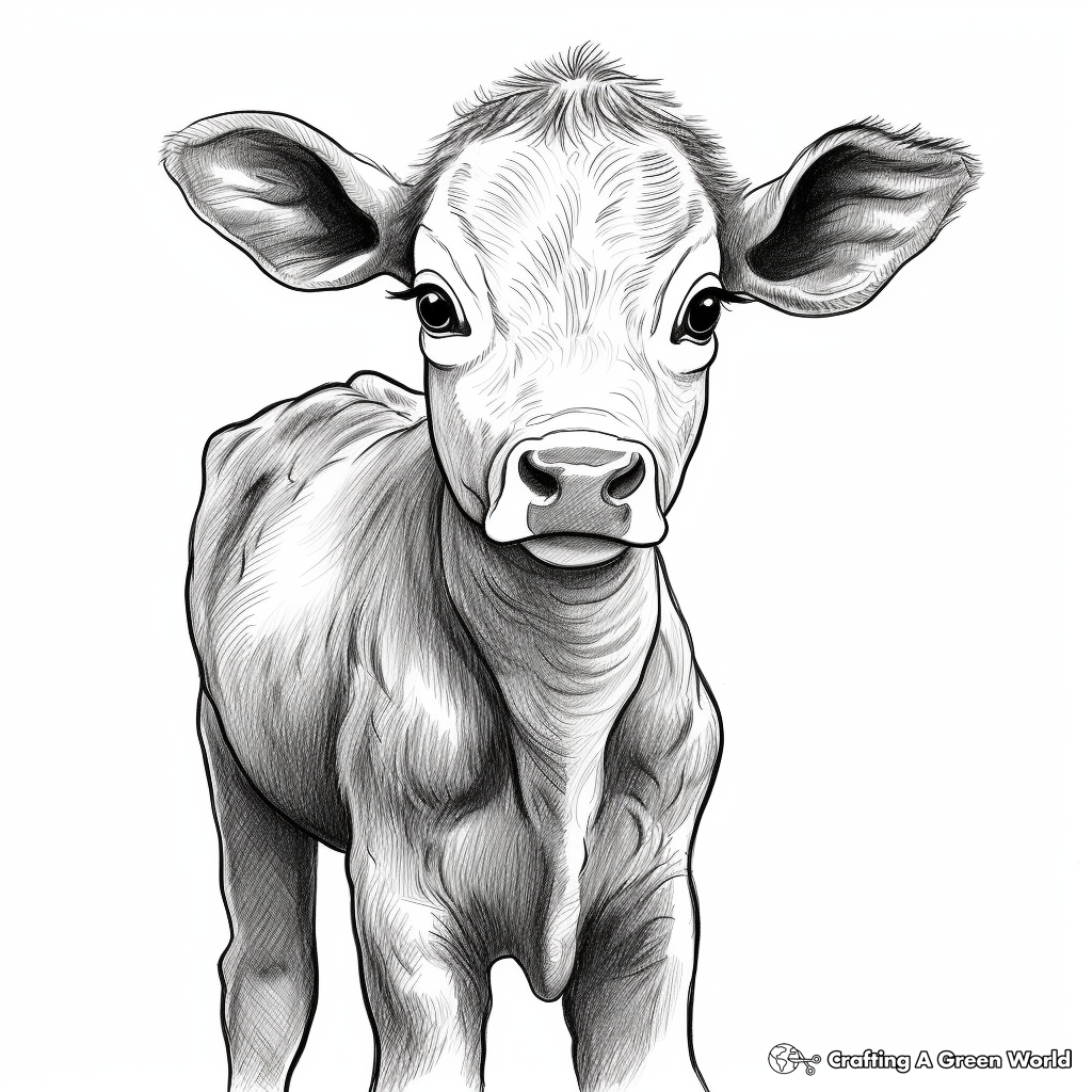 Detailed Calf Coloring Pages for Adults 1