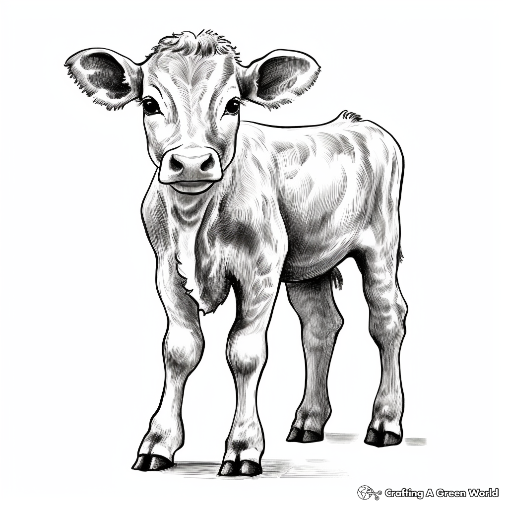 Detailed Calf Coloring Pages for Adults 2