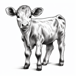Detailed Calf Coloring Pages for Adults 3