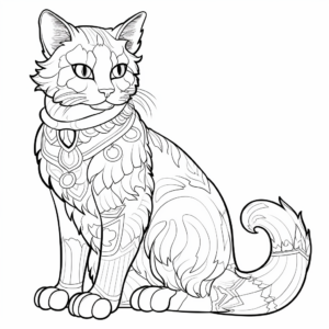 Detailed Calico Adult Cat Coloring Sheets 1