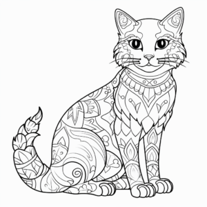Detailed Calico Adult Cat Coloring Sheets 3