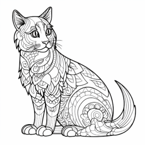 Detailed Calico Adult Cat Coloring Sheets 4