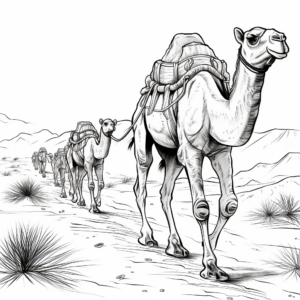 Detailed Camel Caravan Coloring Pages 2
