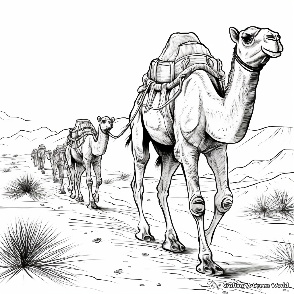 Detailed Camel Caravan Coloring Pages 2