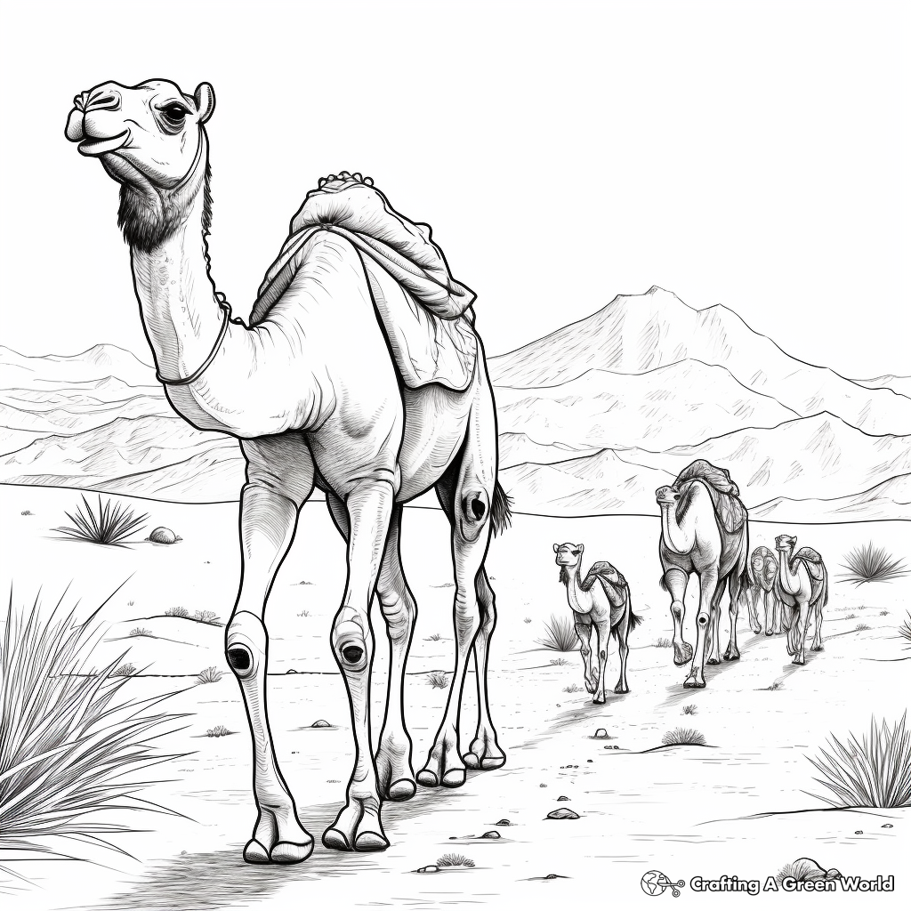 Detailed Camel Caravan Coloring Pages 3
