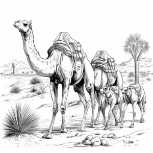 Detailed Camel Caravan Coloring Pages 4
