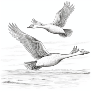 Detailed Canada Geese in Flight Coloring Pages for Adults 2